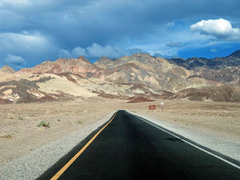 Driving through Death Valley, California.