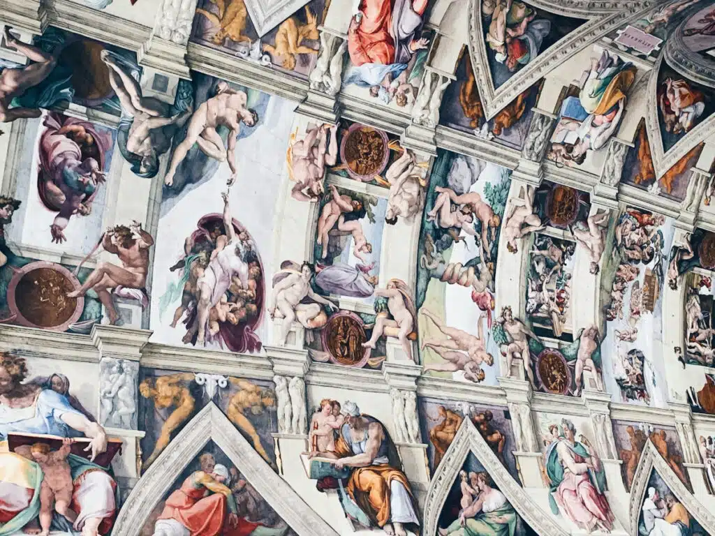 Michelangelo's frescoes from the ceiling of the Sistine Chapel in the Vatican.