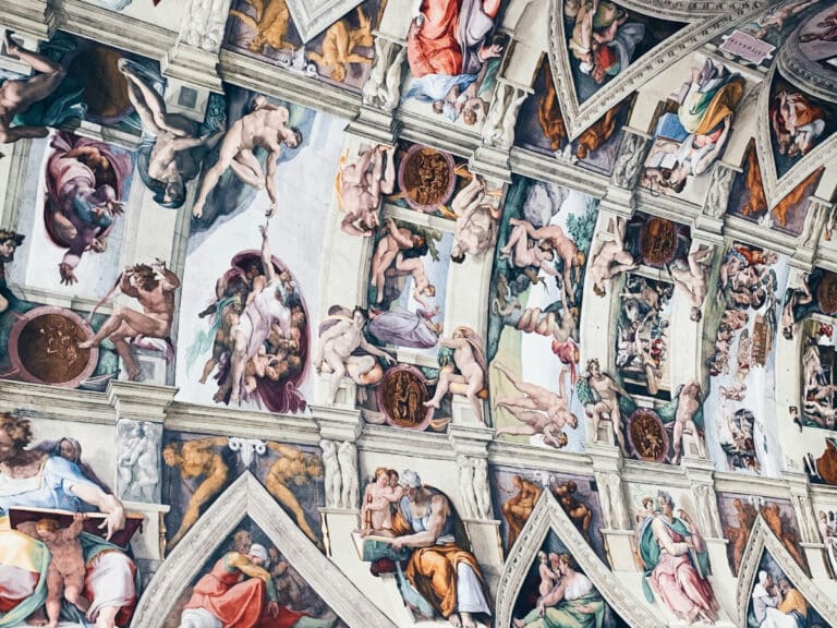 Michelangelo's frescoes from the ceiling of the Sistine Chapel in the Vatican.
