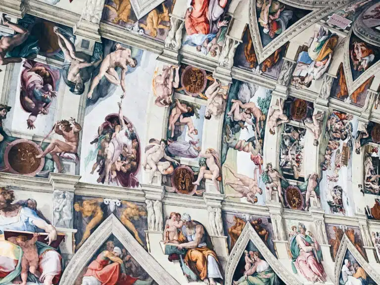 Michelangelo's frescoes from the ceiling of the Sistine Chapel in the Vatican.