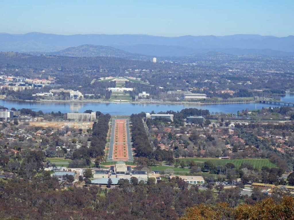 Aerial view of Canberra.
