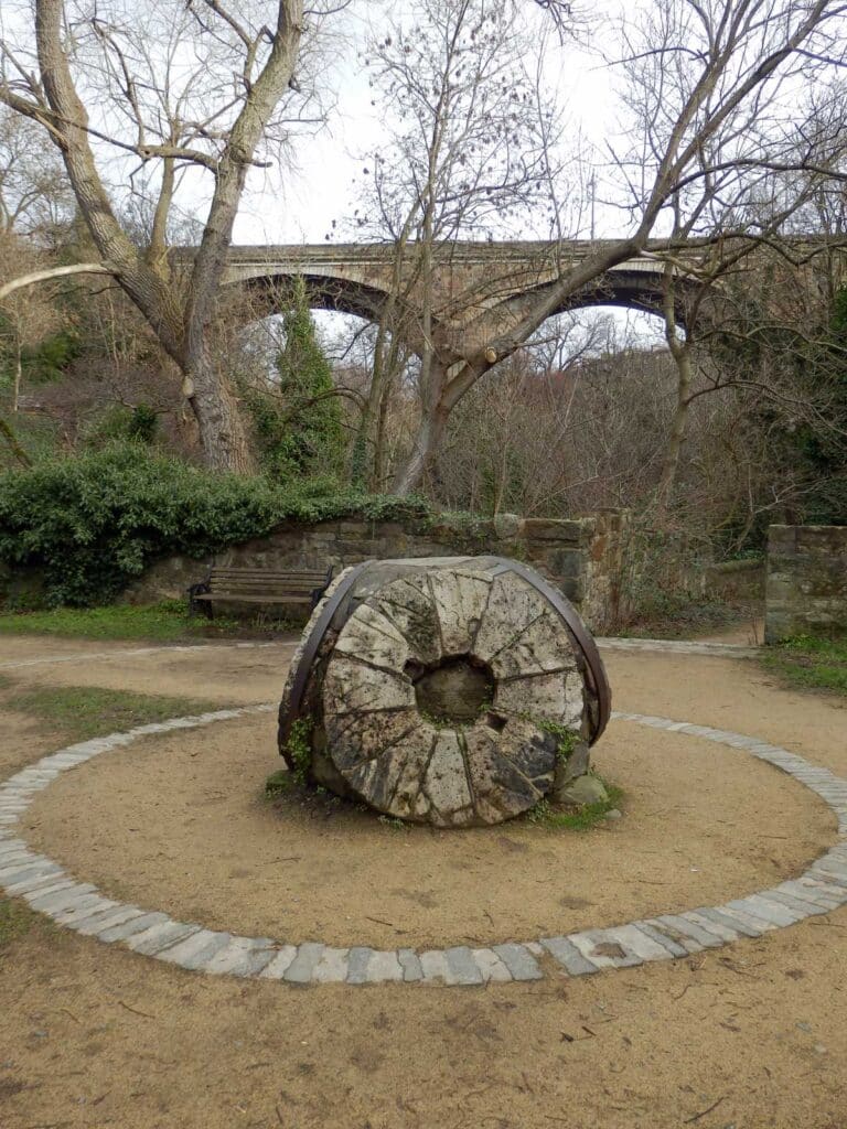 Alongside the Water of Leith in the Dean Village.