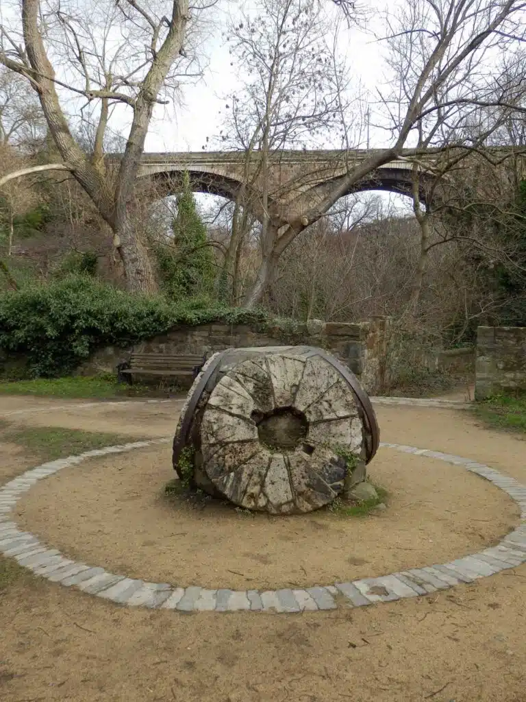 Alongside the Water of Leith in the Dean Village.