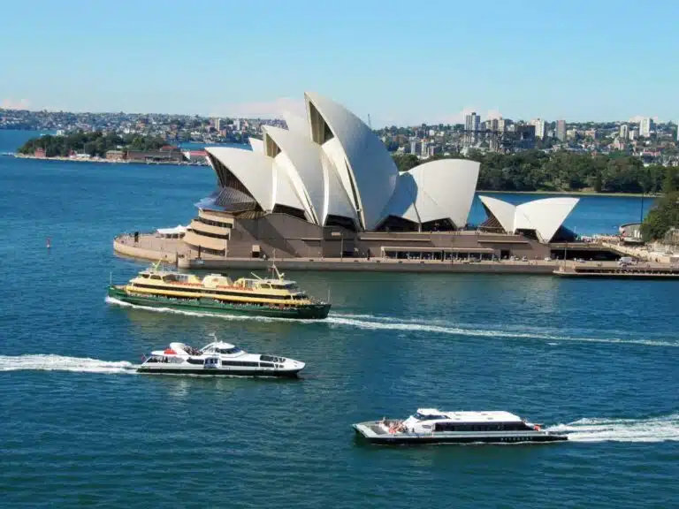 Ferries crossing Sydney Harbour.
