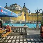 The Szechenyi Baths in Budapest, Hungary.