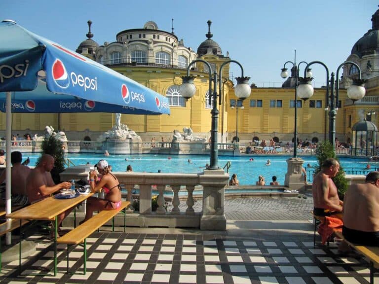 The Szechenyi Baths in Budapest, Hungary.