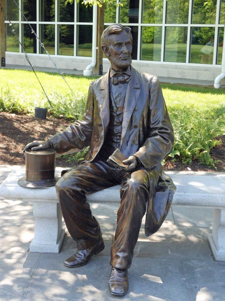 A statue of Abraham Lincoln in Gettysburg, Pennsylvania.