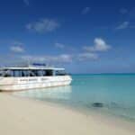 The Bishop's Cruises boat at One Foot Island, Aitutaki.
