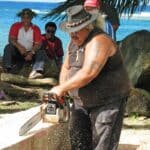 Canoe carving on Rarotonga.