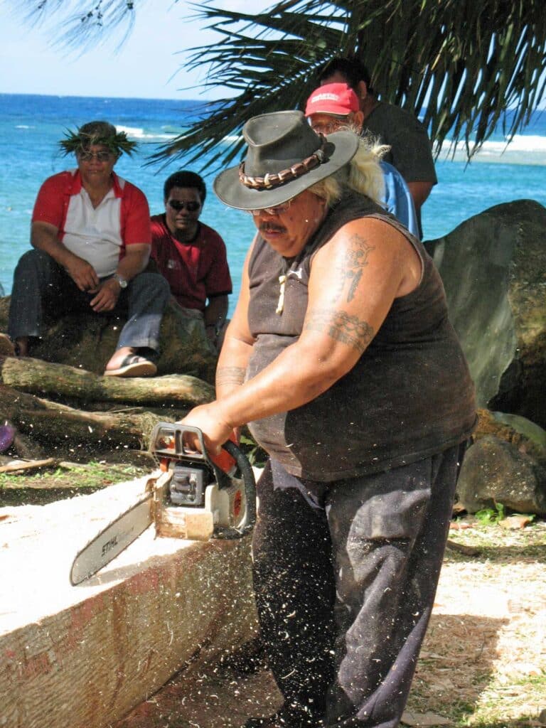 Canoe carving on Rarotonga.