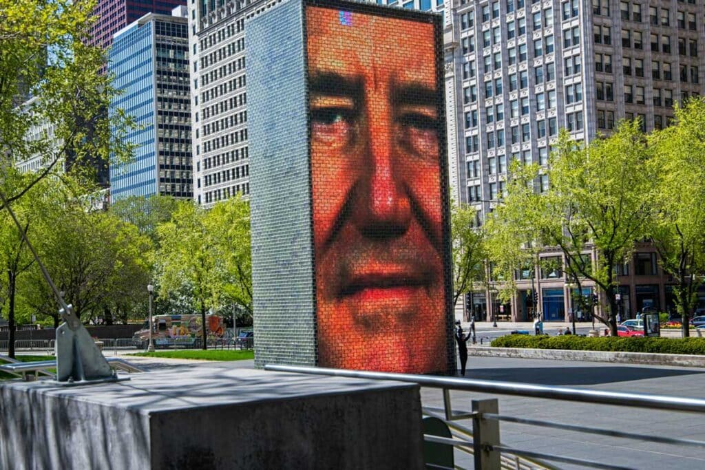 Crown Fountain in Millennium Park, Chicago.