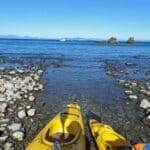 Kayaks on Lake Taupo, New Zealand.
