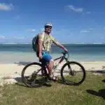 A beach stop on a Rarotonga bike tour.