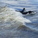 River surfers in Montreal, Canada.