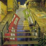 Street art stairs in Valparaíso, Chile.