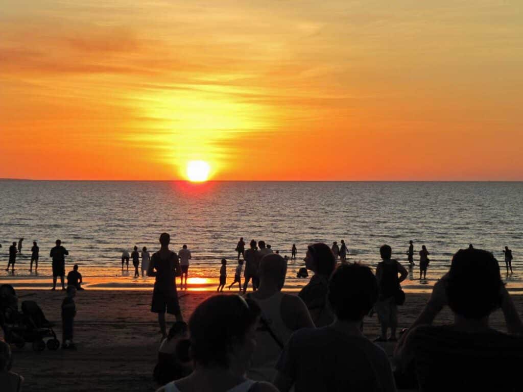 Sunset at Mindil Beach in Darwin.