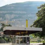 The old customs hut on the France-Switzerland border.