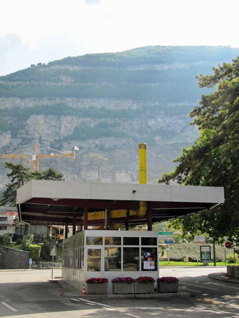 The old customs hut on the France-Switzerland border.