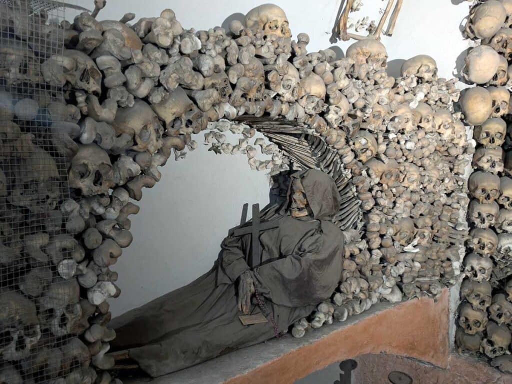 The Crypt of Skulls in the Capuchin Crypt, Rome.