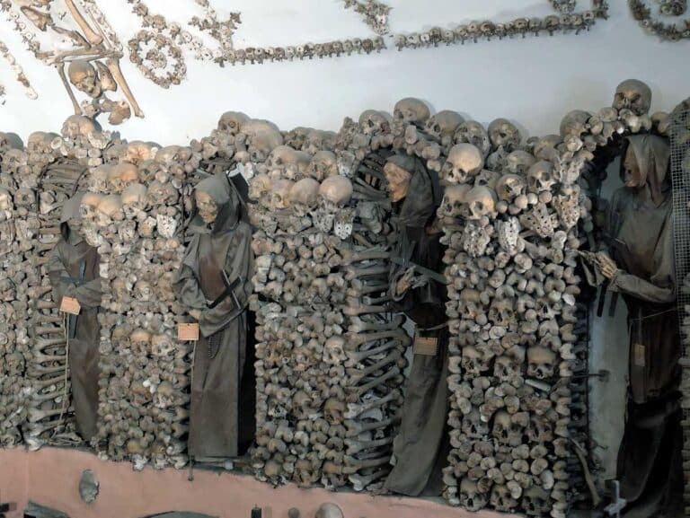 The Crypt of Tibias and Femurs at the Convento dei Cappuccini in Rome.