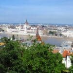 The Hungarian Parliament Building and River Danube from the Buda Castle district.