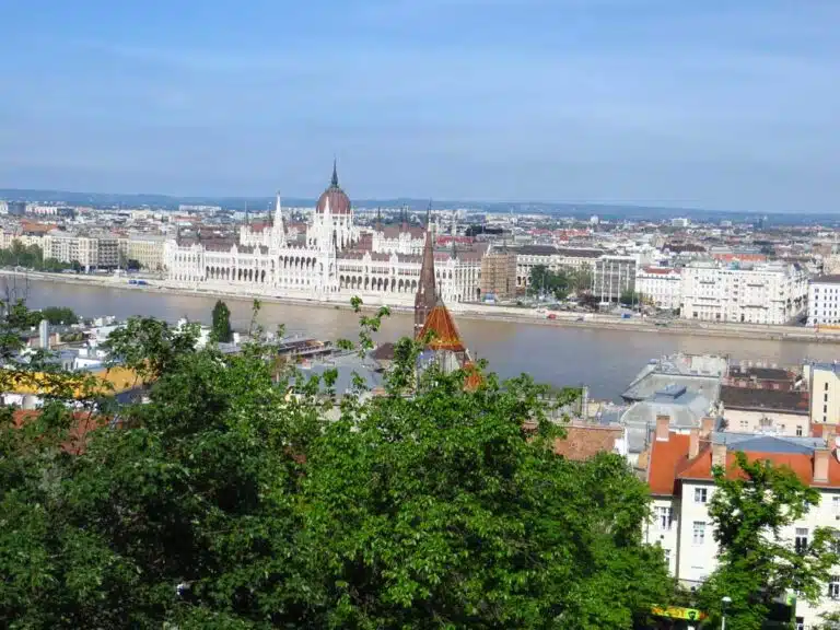 The Hungarian Parliament Building and River Danube from the Buda Castle district.