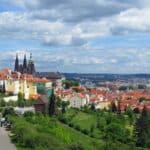 A hilltop view of Prague, Czechia.