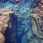 Snorkelling in the Silfra Fissure, Iceland.
