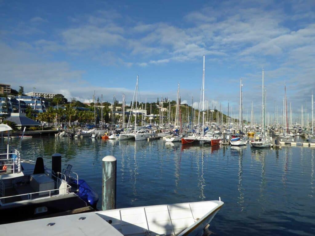 Yachts moored at Noumea's port.