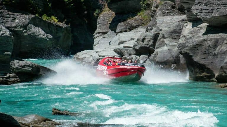 The Shotover Jet on the Shotover River, Queenstown, New Zealand.