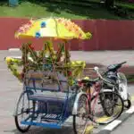 One of Melaka's colourful trishaws.