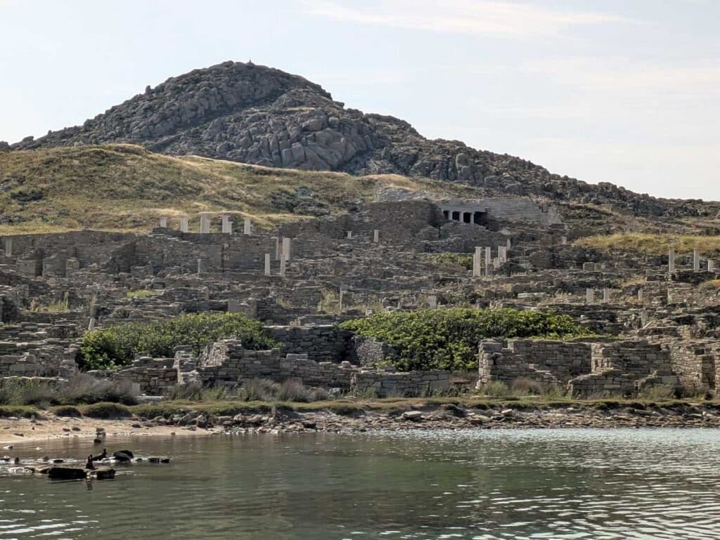 The ruins of Delos from the ferry port.