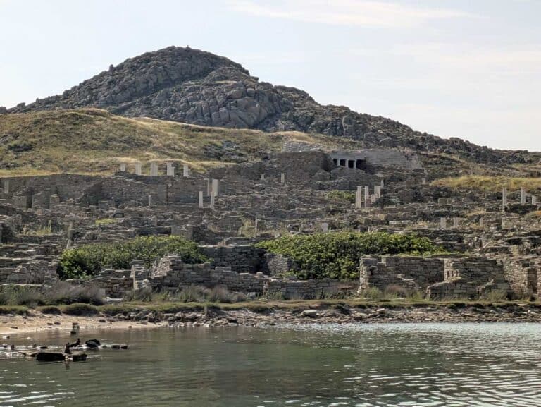 The ruins of Delos from the ferry port.