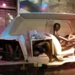 The specially adapted East German car at the International Spy Museum, Washington DC.