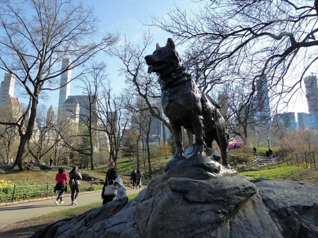 The Balto Memorial in Central Park, New York City.
