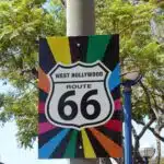 Route 66 sign in West Hollywood, California.