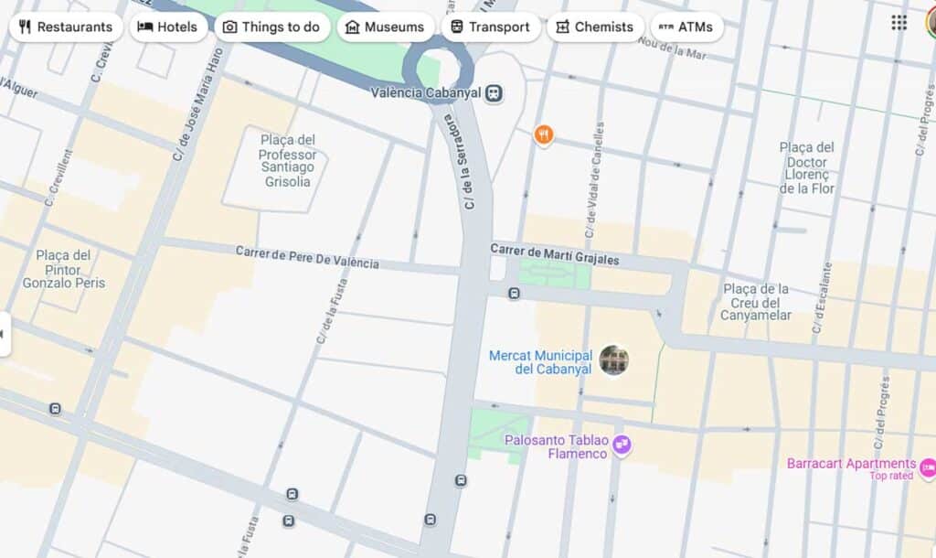 A Google Maps screenshot of Valencia in Spain.