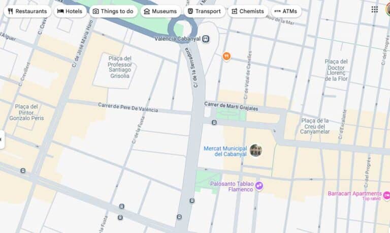 A Google Maps screenshot of Valencia in Spain.