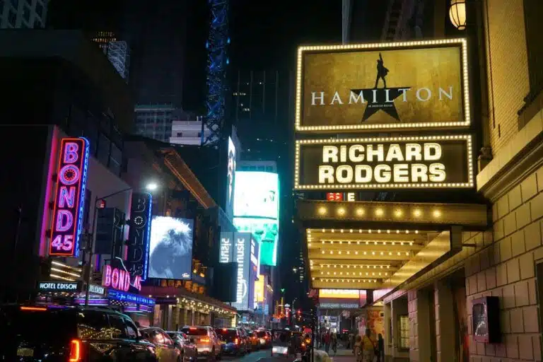 The Richard Rodgers Theatre is the home of Hamilton in New York City.