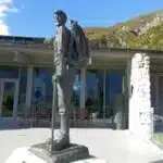 The Sir Edmund Hillary statue in Mt Cook Village, New Zealand.