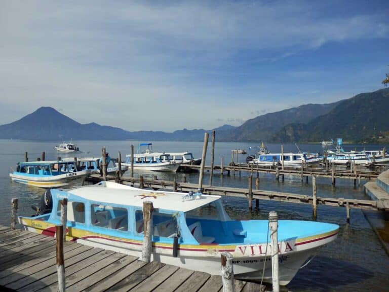 Boats on Lake Atitlan, Guatemala.