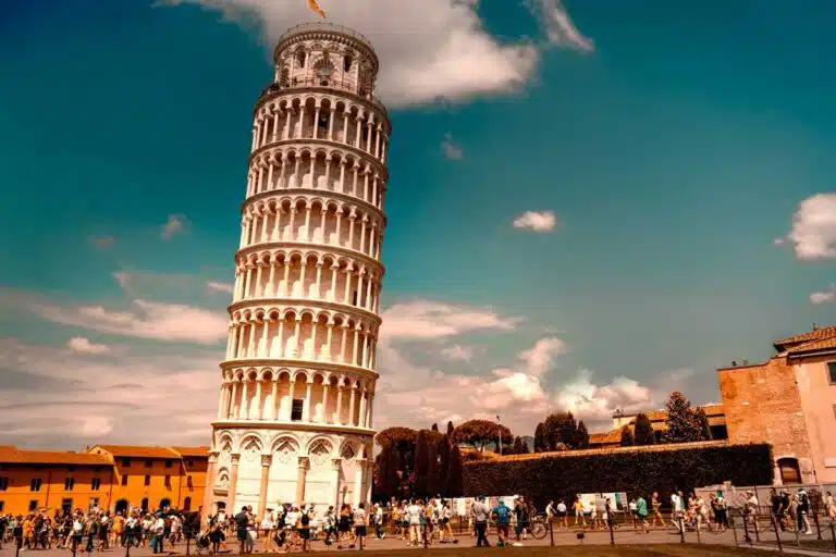 The Leaning Tower of Pisa.