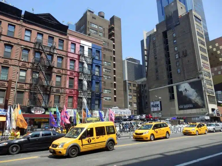 Yellow taxis in New York City.