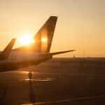 The tail of a plane.