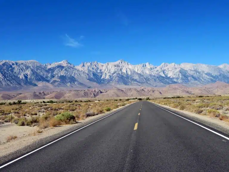 The road to the Sierra Nevada mountains in Death Valley National Park.