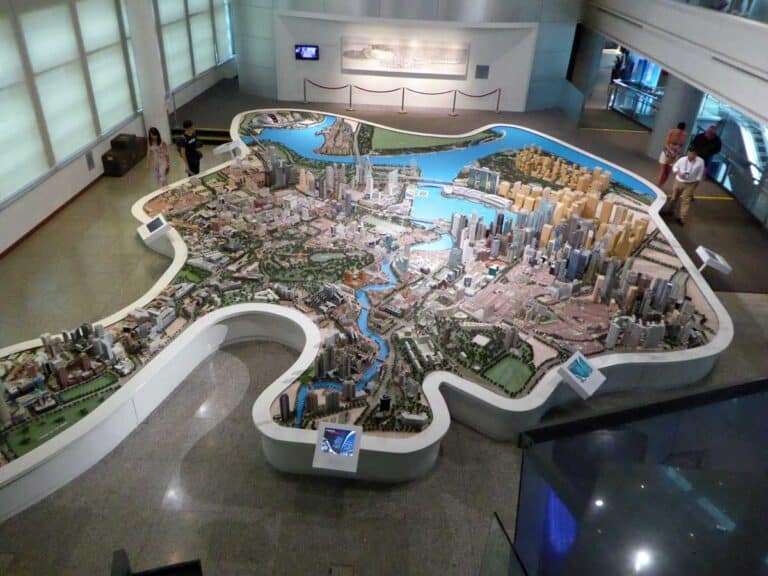 An interactive map at the Singapore City Gallery.