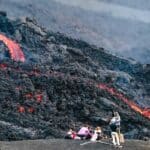 Hikers on Volcan Pacaya, Guatemala.