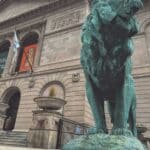 Lion statue outside the Art Institute of Chicago.