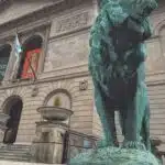 Lion statue outside the Art Institute of Chicago.