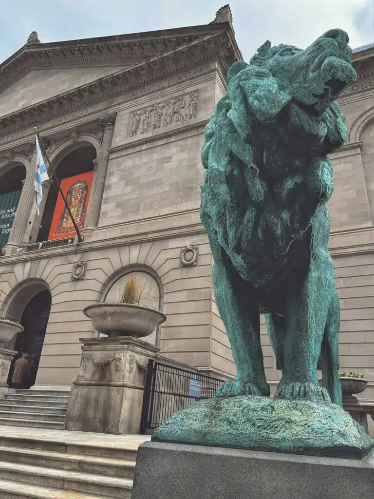 Lion statue outside the Art Institute of Chicago.